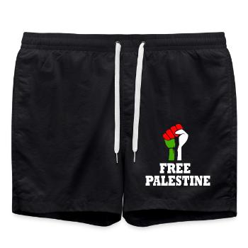 Free palestine - Swim Trunks - black - Front - AI Model Male 185 light (185cm)