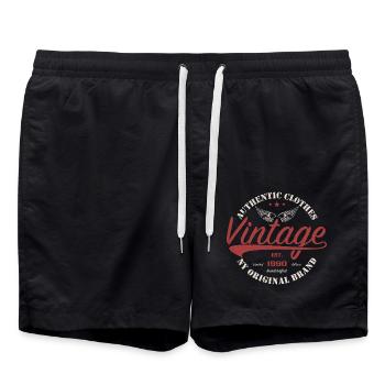 Jahrgang 1990er Geburtstagsgeschenk 1990er Retro 1990er Jahre - Badeshorts - Schwarz - Vorne - AI Model Male 185 light (185cm)