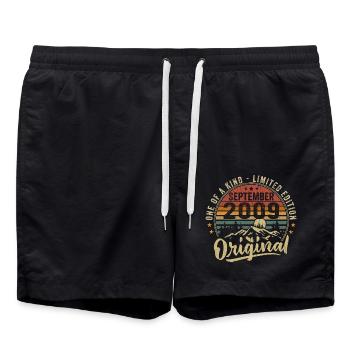 Birthday September 2009 - Born in September 2009 - Swim Trunks - black - Front - AI Model Male 185 light (185cm)