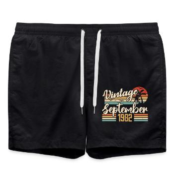 September 1982 Birthday Gift September 1982 - Swim Trunks - black - Front - AI Model Male 185 light (185cm)