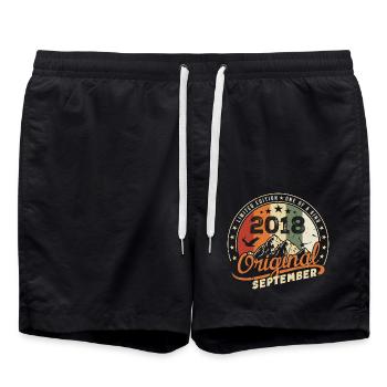 Vintage Birthday Gift Born in September 2018 - Swim Trunks - black - Front - AI Model Male 185 light (185cm)