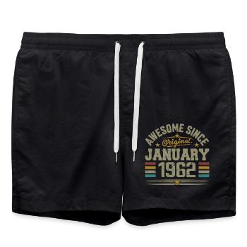 Rétro Cadeau D'anniversaire Nées En Janvier 1962 - Short de bain - noir - Devant - AI Model Male 185 light (185cm)