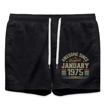 Rétro Cadeau D'anniversaire Nées En Janvier 1975 - Short de bain - noir - Devant - AI Model Male 185 light (185cm)
