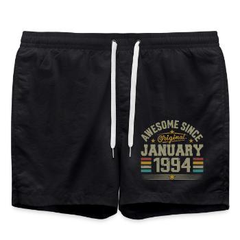 Retro Birthday Gift Born In January 1994 - Swim Trunks - black - Front - AI Model Male 185 light (185cm)