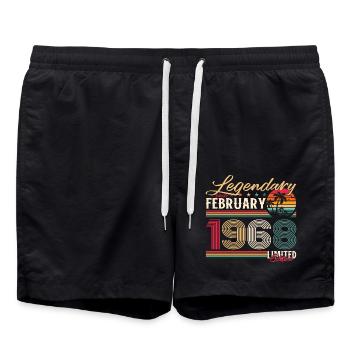 57ème anniversaire cadeau mari Original février 1968 - Short de bain - noir - Devant - AI Model Male 185 light (185cm)