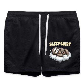 Sloth Sleepshirt Chilling Morning Grouch - Swim Trunks - black - Front - AI Model Male 185 light (185cm)