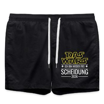 Scheidung 2026 - Das wars - Ich bin wieder frei - Badeshorts - Schwarz - Vorne - AI Model Male 185 light (185cm)