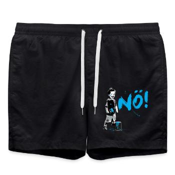Boy Power NO Frecher Junge Protest Statement - Badeshorts - Schwarz - Vorne - AI Model Male 185 light (185cm)