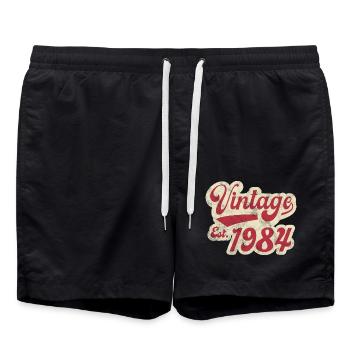 Jahrgang Est 1984 - Badeshorts - Schwarz - Vorne - AI Model Male 185 light (185cm)