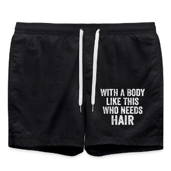 With a body like this who needs hair - Short de bain - noir - Devant - AI Model Male 185 light (185cm)