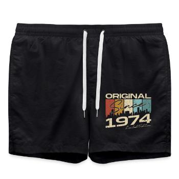 1974 Vintage Vintage Rétro Cadeau d’anniversaire - Short de bain - noir - Devant - AI Model Male 185 light (185cm)