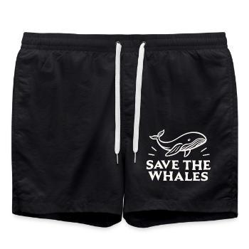 Sauver les baleines - Short de bain - noir - Devant - AI Model Male 185 light (185cm)