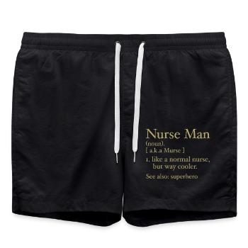 Funny Nurse Man Definition - Swim Trunks - black - Front - AI Model Male 185 light (185cm)