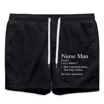 Funny Nurse Man Definition - Swim Trunks - black - Front - AI Model Male 185 light (185cm)