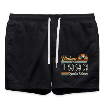 32 Year Anniversary | Vintage 1993 Gift 1993 - Swim Trunks - black - Front - AI Model Male 185 light (185cm)