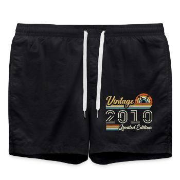 15 Year Anniversary | Vintage 2010 Gift 2010 - Swim Trunks - black - Front - AI Model Male 185 light (185cm)