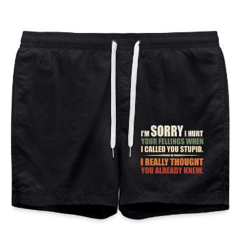 Ich habe deine Felle verletzt, als ich dich dumm nannte - Badeshorts - Schwarz - Vorne - AI Model Male 185 light (185cm)