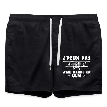 Avion Humour Ulm - Short de bain - noir - Devant - AI Model Male 185 light (185cm)