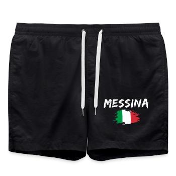 Messina Italy Flag Messina - Swim Trunks - black - Front - AI Model Male 185 light (185cm)