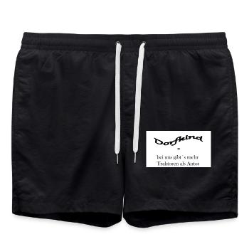 Dorfkind -bei uns gibt´s mehr Traktoren als Autos - Badeshorts - Schwarz - Vorne - AI Model Male 185 light (185cm)