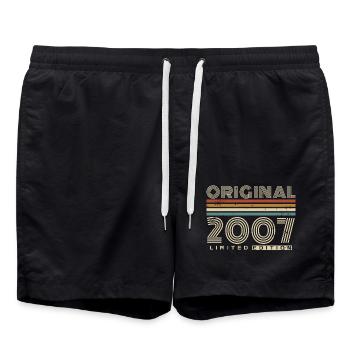 2007 Vintage Vintage Rétro Cadeau d’anniversaire - Short de bain - noir - Devant - AI Model Male 185 light (185cm)