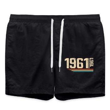 Vintage-Geburtstag 1961. Geburtstagsfeier 1961 - Badeshorts - Schwarz - Vorne - AI Model Male 185 light (185cm)