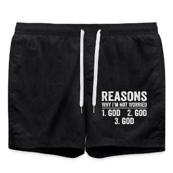 Reasons Why I'm Not Worried God - Swim Trunks - black - Front - AI Model Male 185 light (185cm)