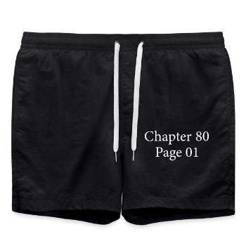 Chapter 80 Page 1 | Cadeau 80e Anniversaire 80 ans - Short de bain - noir - Devant - AI Model Male 185 light (185cm)