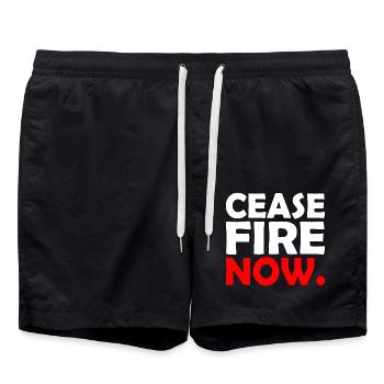 Ceasefire now - Swim Trunks - black - Front - AI Model Male 185 light (185cm)
