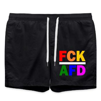 Fck afd - Badeshorts - Schwarz - Vorne - AI Model Male 185 light (185cm)