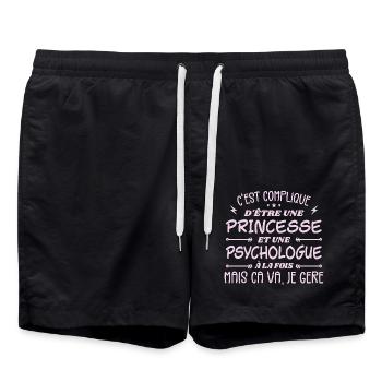 C'est compliqué d'être Une Princesse Psychologue - Short de bain - noir - Devant - AI Model Male 185 light (185cm)