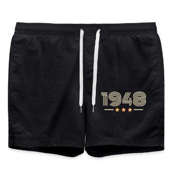 Legendär seit 1948 Geburtstagsgeschenk 1948 - Badeshorts - Schwarz - Vorne - AI Model Male 185 light (185cm)