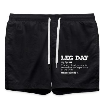 Leg Day Definition, Funny Gym Pump Cover Workout - Swim Trunks - black - Front - AI Model Male 185 light (185cm)