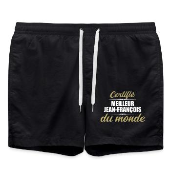 Certifié meilleur jean françois du monde - Short de bain - noir - Devant - AI Model Male 185 light (185cm)