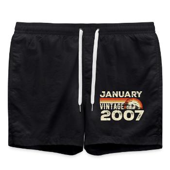 Januar 2007 Jahrgang Jubiläum 2007, Jahrgang 2007 - Badeshorts - Schwarz - Vorne - AI Model Male 185 light (185cm)