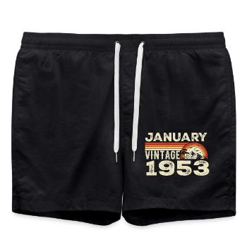 Janvier 1953 Vintage Anniversaire 1953, Né en 1953 - Short de bain - noir - Devant - AI Model Male 185 light (185cm)
