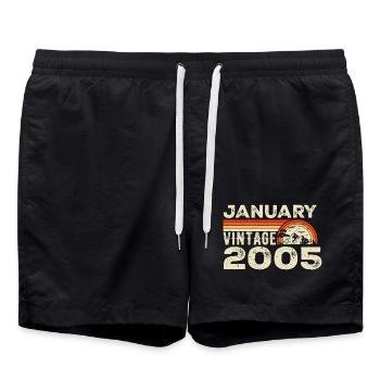 Januar 2005 Jahrgang Geburtstag 2005, Jahrgang 2005 - Badeshorts - Schwarz - Vorne - AI Model Male 185 light (185cm)