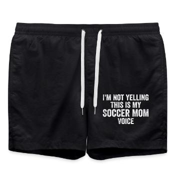 Funny Soccer Mom Voice - Swim Trunks - black - Front - AI Model Male 185 light (185cm)