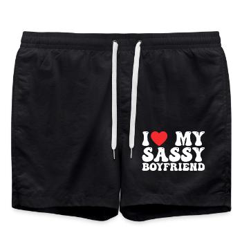 Ich liebe meinen frechen Freund - Badeshorts - Schwarz - Vorne - AI Model Male 185 light (185cm)