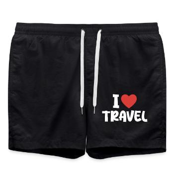 I Love Travel - Swim Trunks - black - Front - AI Model Male 185 light (185cm)