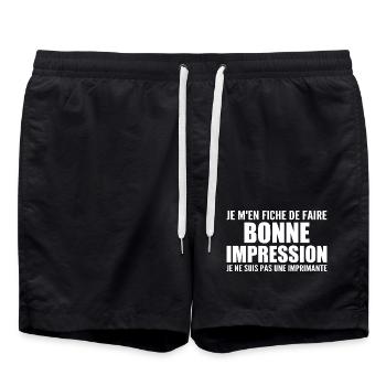 Je m'en fiche de faire bonne impression - Short de bain - noir - Devant - AI Model Male 185 light (185cm)