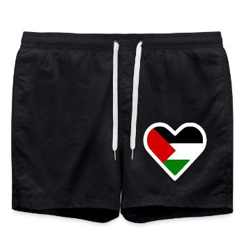 Free palestine - Short de bain - noir - Devant - AI Model Male 185 light (185cm)
