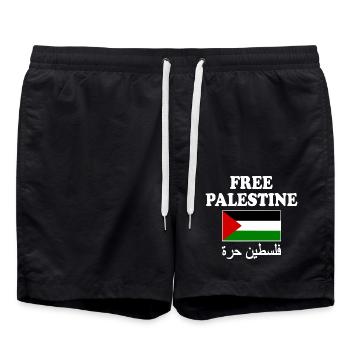 Free palestine - Short de bain - noir - Devant - AI Model Male 185 light (185cm)