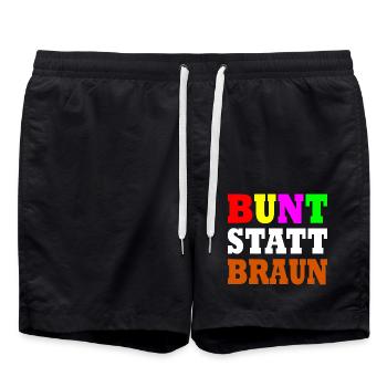 bunt statt braun - Badeshorts - Schwarz - Vorne - AI Model Male 185 light (185cm)