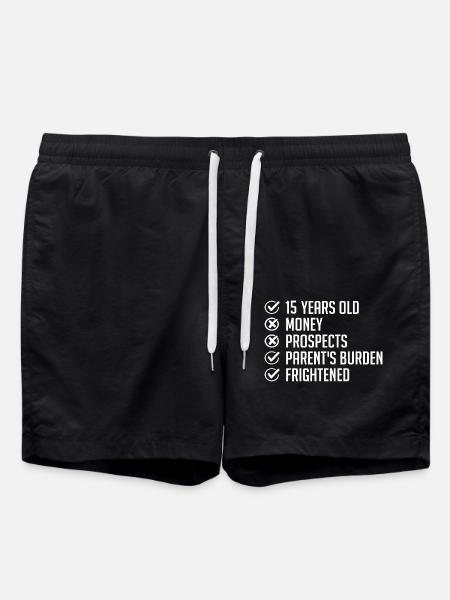 15 Jahre Humor Geschenk 15. Geburtstag lustig 15 Jahre - Badeshorts - Schwarz
