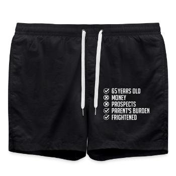 65 ans Humour cadeau 65e Anniversaire drôle 65 ans - Short de bain - noir - Devant - AI Model Male 185 light (185cm)