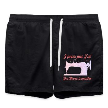 J'peux pas J'ai des Rêves à coudre humour - Short de bain - noir - Devant - AI Model Male 185 light (185cm)
