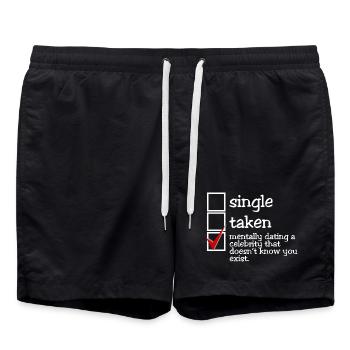 Mentally dating a celebrity (dark) - Swim Trunks - black - Front - AI Model Male 185 light (185cm)