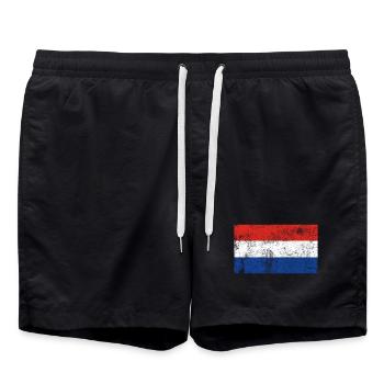 Drapeau Pays-Bas Drapeau Grunge Retro Vintage - Short de bain - noir - Devant - AI Model Male 185 light (185cm)