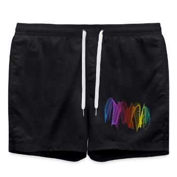 Abstrakte Linien Design 07 - Badeshorts - Schwarz - Vorne - AI Model Male 185 light (185cm)